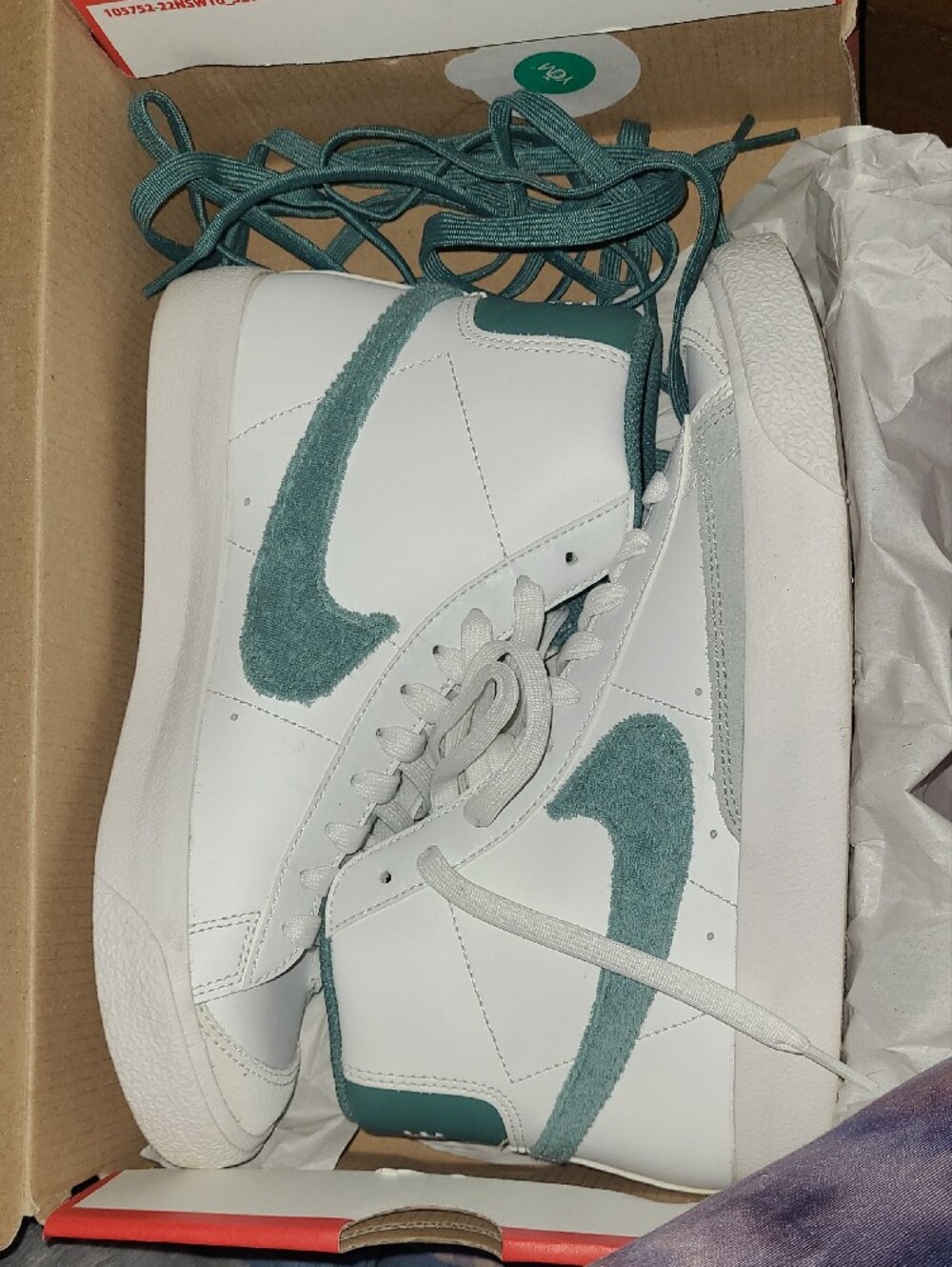 Nike Blazer Mid '77 Kid's Sneakers - Summit White/GREEN/Phantom Size 6Y/EUR38.5